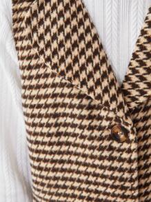 SHEIN 2pcs Tween Girl Autumn Winter Waistcoat Jacket Set With Blouse - Apricot - View 3