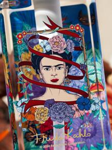 Frida Kahlo X SHEIN Portable Floral & Butterfly Print Pressure-Dispense Bottle, 450ml, Gift Set, Day