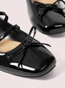 CUCCOO DOLLMOD Retro Square Toe Bow Accent Mary Jane Flats, Classic Women Casual School Shoes Halloween Sorceress Fall - Black - View 7