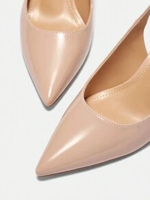 CUCCOO BIZCHIC Glossy Patent Leather Pointed Toe Slingback High Heel Pumps, Apricot, Commute/Party/Occasions Spring Shoes Spring Break Easter For Christmas - Apricot - View 8