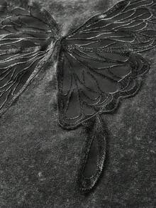 Manfinity BRENVOR 男士扎染针织休闲宽松弹力短袖T恤 - 黑色 - 查看 4