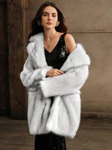 Anewsta Mid-Length Fluffy Fluffy Cardigan For Women, Classic Versatile Design
