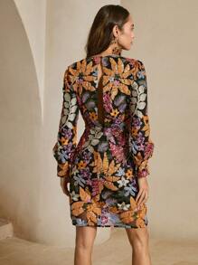 Anewsta Sukienka z długim rękawem i haftem z cekinów dla kobiet, jesień/zima