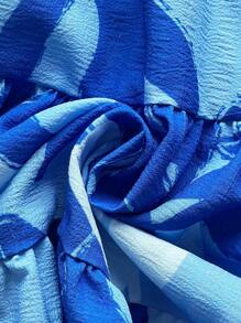 Soleia 大码女式波西米亚风度假毕业季返校季返校服装秋装度假装娃娃装上衣万圣节圣诞节闪光返校节、婚礼、音乐会、比赛日蓝色花朵印花宽松吊带连衣裙，适合夏季 - 彩色 - 查看 3