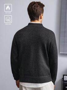 Manfinity CityGents Men's Solid Color Zipper Half Placket Long Sleeve Casual Sweater, Autumn/Winter