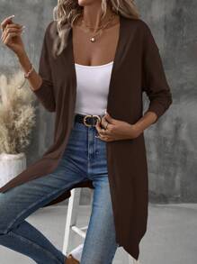 SHEIN LUNE Women's  Mid-Length Asymmetrical Hem Commuter Jacket Fall Winter Cloth For Women