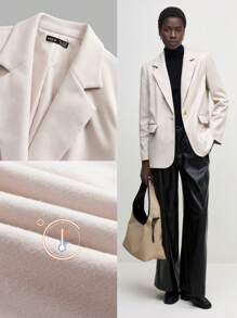 BizChic Blazer casual para oficina de mujer con solapa entallada, manga larga, botones delanteros y bolsillo