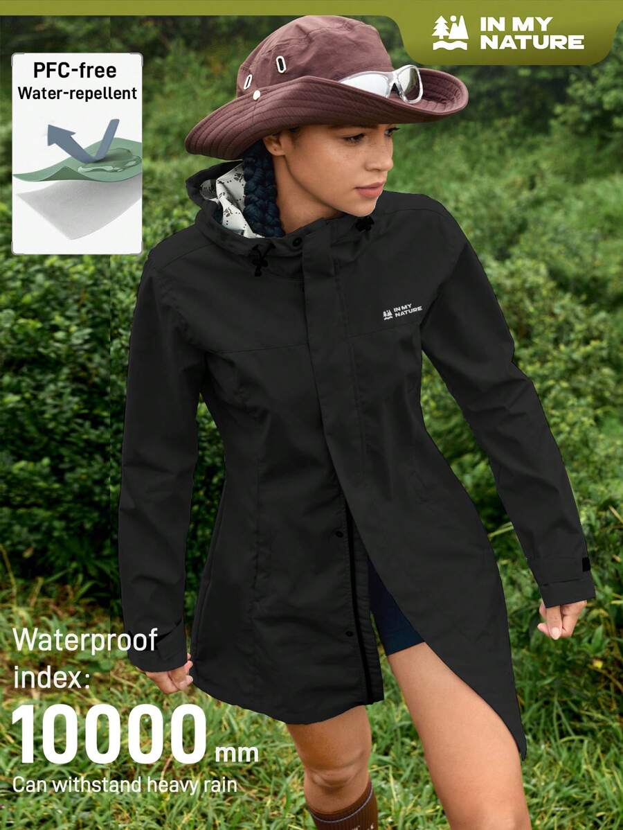 In My Nature Impermeable con capucha para mujer, de unicolor, simple para uso diario y al aire libre