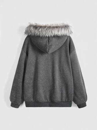 ROMWE Fairycore Women's Autumn/Winter Lily Flower Rhinestone Embellished Dropped Shoulder Hoodie Sweatshirt Graduation,Back To School Outfits,Graduation,Teacher Outfits For Women,Back To School