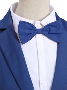 SHEIN Bộ 2 quần áo vest và quần dài thường ngày sang trọng cho bé trai tuổi teen, tiệc cưới, trở lại trường, thích hợp cho sinh nhật, đám cưới, tốt nghiệp, giáng sinh, halloween - Màu xanh lam - Xem 5