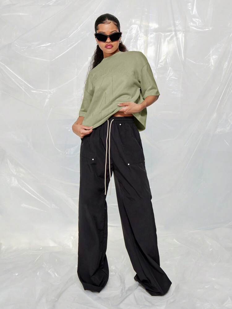 SUMWON WOMEN St Patricks Day Oversized Sage Green Sporty Varsity Number 4 Graphic Short Sleeve Crop Top Lucky Irish Athletic Streetwear For Festive Celebrations