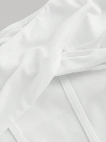 SHEIN MOD 大码优雅浪漫白色珍珠装饰细肩带紧身胸衣和阔腿裤两件套 - 白色 - 查看 3