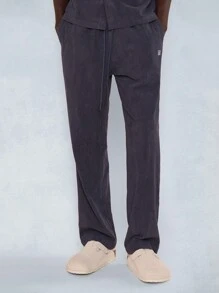 SUMWON Textured Regular Fit Shirt And Straight Fit Pant 2 Piece Set