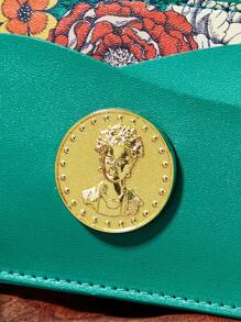 Frida Kahlo X SHEIN 经典花卉印花拉链卡夹礼品 - 綠色 - 查看 5