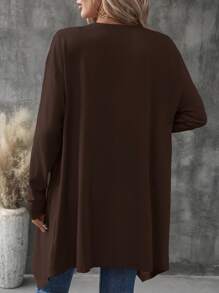 SHEIN LUNE Women's  Mid-Length Asymmetrical Hem Commuter Jacket Fall Winter Cloth For Women