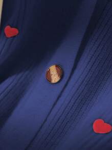 SHEIN Frenchy 大码女式心形图案长袖宽松休闲开衫，适合冬季