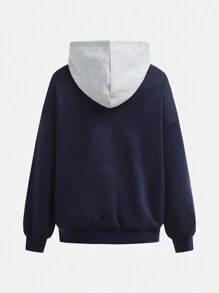 SHEIN 2 件套 Tween 女童宽松字母图案印花连帽衫和阔腿裤运动装