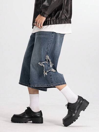 Street Life Jeans en denim casual avec boutons avant, poches et ourlet brut pour hommes