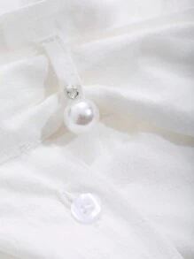 DAZY 女士纯色高领系带袖衬衫