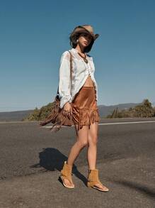 Styleloop Women's Tasseled Decor Flat Thong Sandals Fall