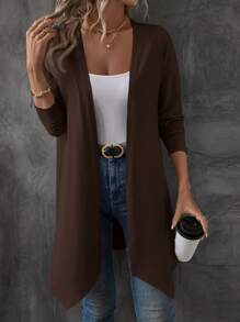 SHEIN LUNE Women's  Mid-Length Asymmetrical Hem Commuter Jacket Fall Winter Cloth For Women