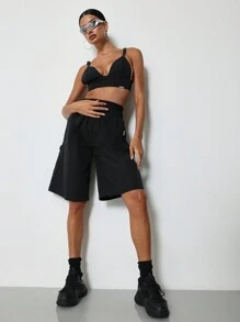 SUMWON WOMEN Music Festival Nylon Bra Top - Black - View 4