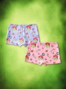 TEENAGE MUTANT NINJA TURTLES | SHEIN 2pcs Tween Girl Cartoon Turtle Print Bow Decor Boxer Briefs - Multicolor - View 2