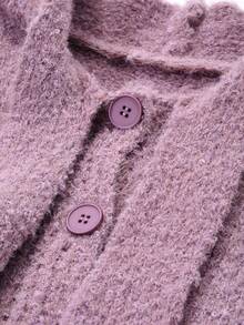 Dazy Petite Plus 大码纯色蝴蝶结针织柔软紫色开衫 - 紫色 - 查看 3