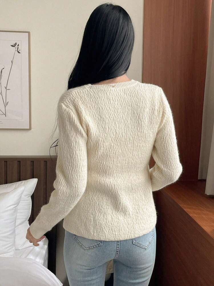 Women's V-Neck Long Sleeve Single-Breasted Casual Plain Cardigan, Autumn/Winter,Fall Women Clothes