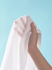 SHEIN Unity 女士纯色不对称领透明长袖衬衫 - 白色 - 查看 7
