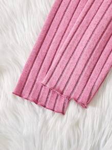 SHEIN 2pcs Outfit For Tween Girl, Casual Daily Wear Hooded Knit Top And Flare Leg Knit Pants Set, Suitable For Autumn And Winter