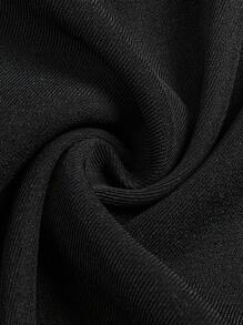 SHEIN LUNE 大码女式纯色长款优雅裙子 - 黑色 - 查看 6