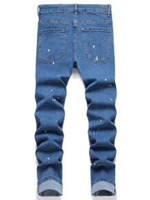 Manfinity LEGND Jeans casuales de corte slim con bolsillo y desgastados para hombre