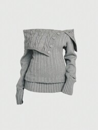 ROMWE 와이투케이 스타일 여성용 오프숄더 리브드 니트 크롭 스웨터, 긴팔 탑스