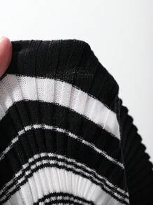 DAZY Women's Striped Collared Long Sleeve Business Casual Pullover Sweater