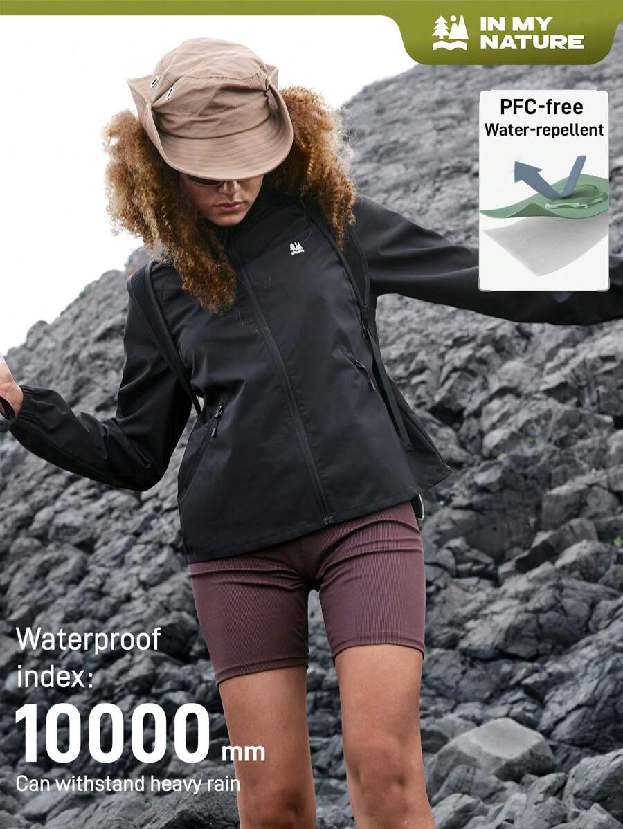 In My Nature 户外露营徒步城市通勤无氟防水女士软壳夹克 - 黑色 - 查看 1