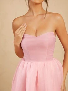 L'Amorae 编织欧根纱修身喇叭形无袖中长连衣裙 - 粉色 - 查看 6