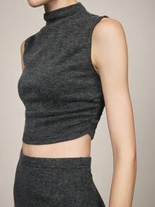 BizChic Women's Casual Elegant Sleeveless Cropped Top 2 Pieces Set, Suitable For Party, Christmas, Autumn/Winter - Grey - View 3