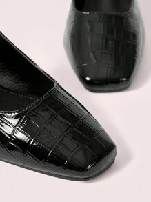 CUCCOO DOLLMOD 女士时尚黑色石纹后绑带经典平底鞋休闲通勤、约会、聚会、购物、学校秋季新年假期 - 黑色 - 查看 8