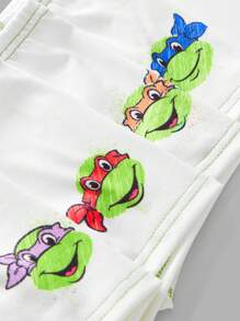 TEENAGE MUTANT NINJA TURTLES | SHEIN Young Boy 4pcs Cartoon Print Contrast Stitch Boxy Briefs - White - View 1