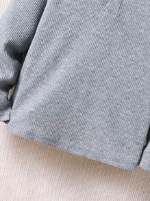 SHEIN Young Boy Casual V-Neck Textured Tee - Grey - View 4