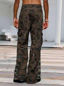 Manfinity EMRG Men's Fashion Camouflage Patchwork Cargo Jeans - Multicolor - View 2