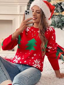 Chiquease Round Neck All-Over Print Casual Long Sleeve Sweater - Multicolor - View 1