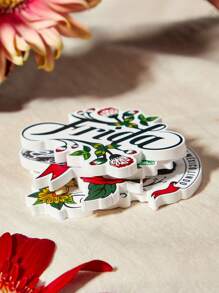 Frida Kahlo X SHEIN 4pcs Figure And Floral Pattern Fridge Magnets - Multicolor - View 4