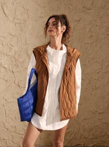 VARSIVA 连帽无袖背心口袋女士户外背心夹克 - 棕色 - 查看 3