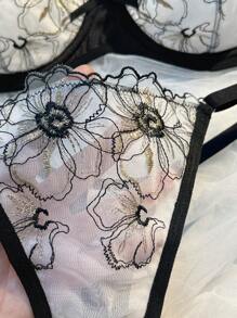 2 piezas Conjunto de lencería de la serie Rosa Negra para mujeres