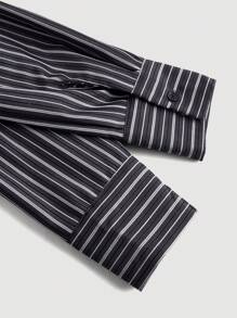 SHEIN X  Ignacia Antonia GENKIRA Women's Sexy Off The Shoulder Striped Long Sleeve Crop Shirt Fall Cloth For Women - Multicolor - View 4