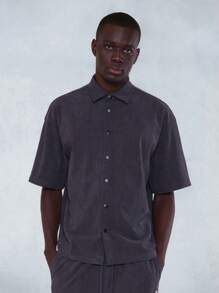 SUMWON Textured Regular Fit Shirt And Straight Fit Pant 2 Piece Set