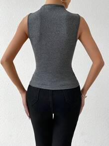 VaVaBold Women's Summer Solid Stand Collar Pleated Casual Camisole