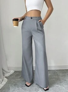 Chiquease Pantalones palazzo casuales y elegantes para mujeres - Gris - Ver 6